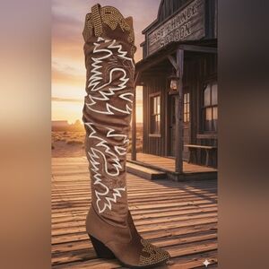 Brown Western Embroidered Boots